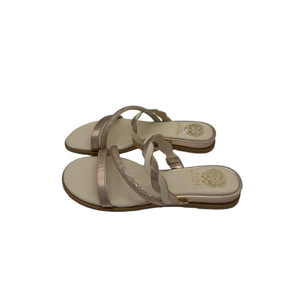 Vince Camuto Leather Gold Flat Sandals Size 9 - Picture 4 of 7